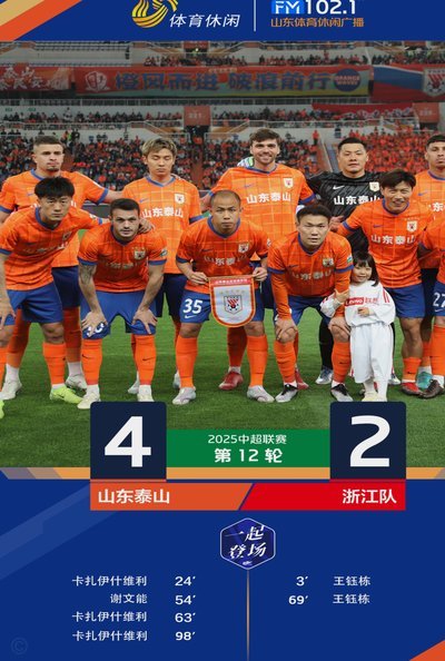 泰山5-1大胜辽宁泽卡梅开二度卡扎伊什维利双响